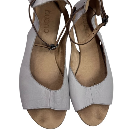 Bueno soft leather flats with open toe and ankle strap 41 - Picture 4 of 7